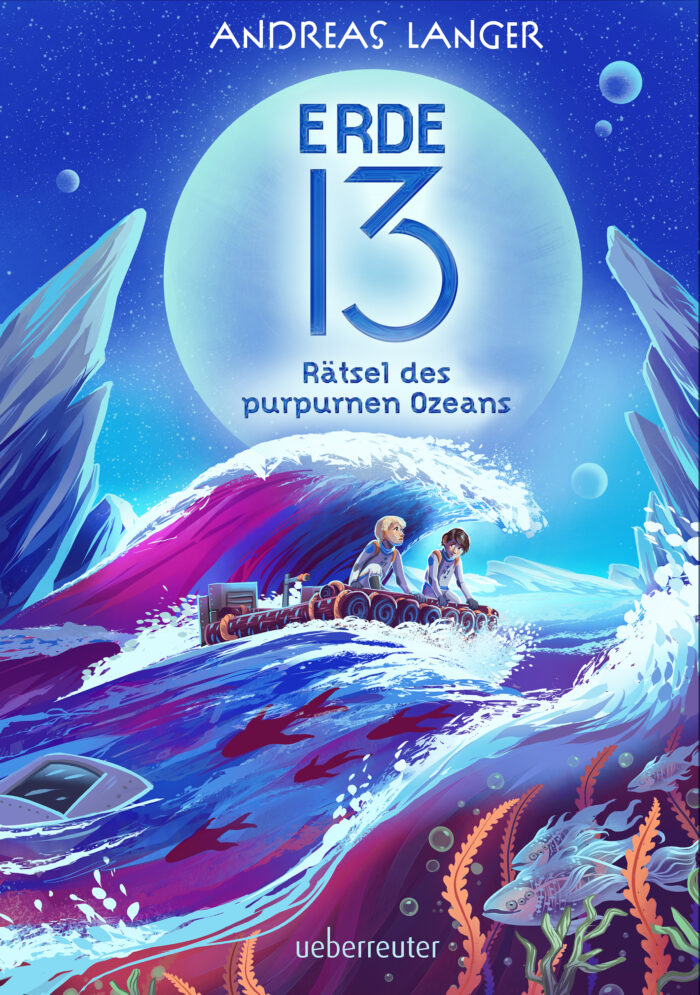 Das Cover des zweiten Bandes von "Erde 13" zeigt zwei Kinder auf einem aufgemotzten Floß.