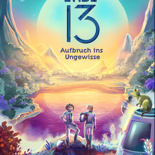 Das Cover von "Erde 13" zeigt zwei Kinder auf einem fremden Planeten.